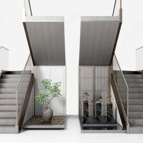 新中式扶手楼梯3D模型下载